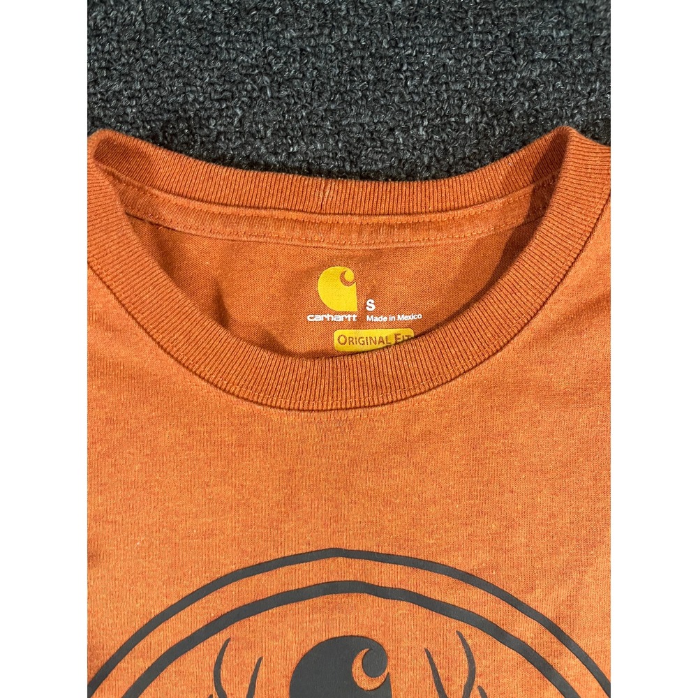 Carhartt Mens Small Burnt Orange Rugged Outdoors Graphic Long Sleeve T-Shirt S - Picture 3 of 12